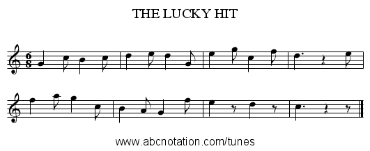 THE LUCKY HIT - staff notation