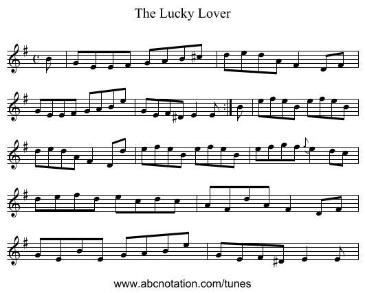 The Lucky Lover - staff notation