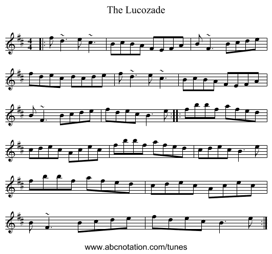 The Lucozade - staff notation