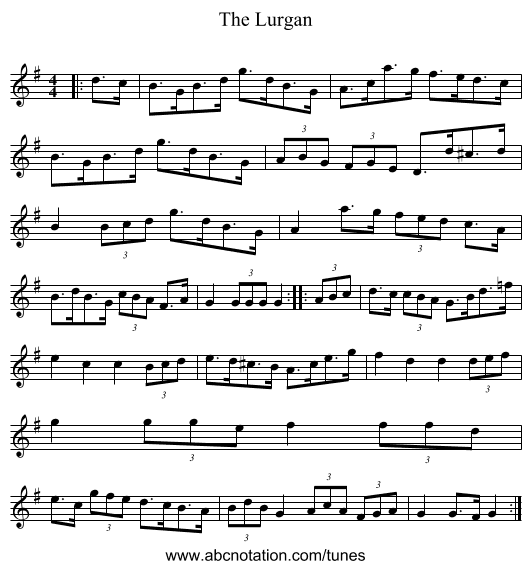 The Lurgan - staff notation