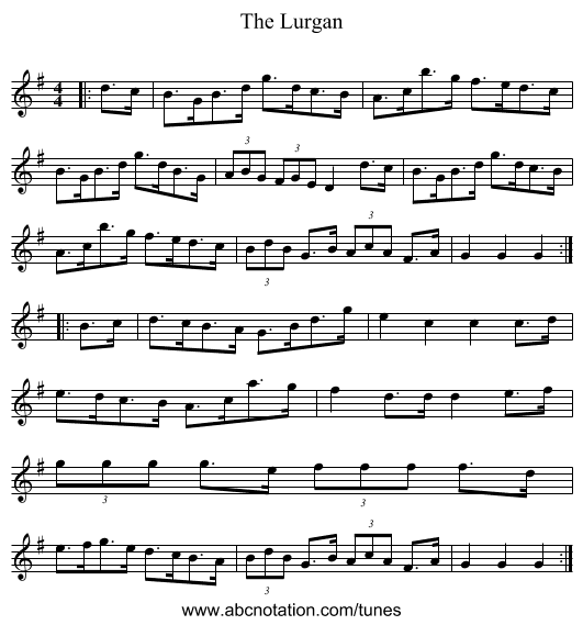 The Lurgan - staff notation