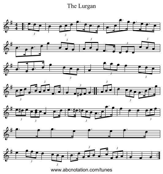 The Lurgan - staff notation