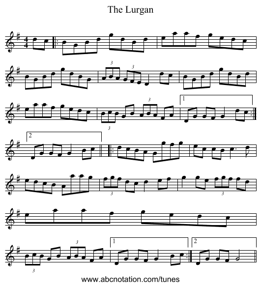 The Lurgan - staff notation