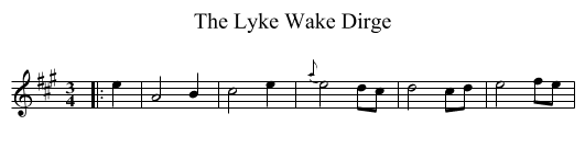 The Lyke Wake Dirge - staff notation