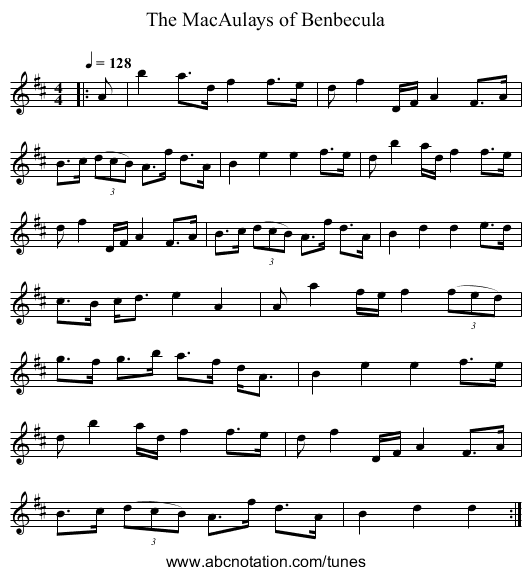 The MacAulays of Benbecula - staff notation