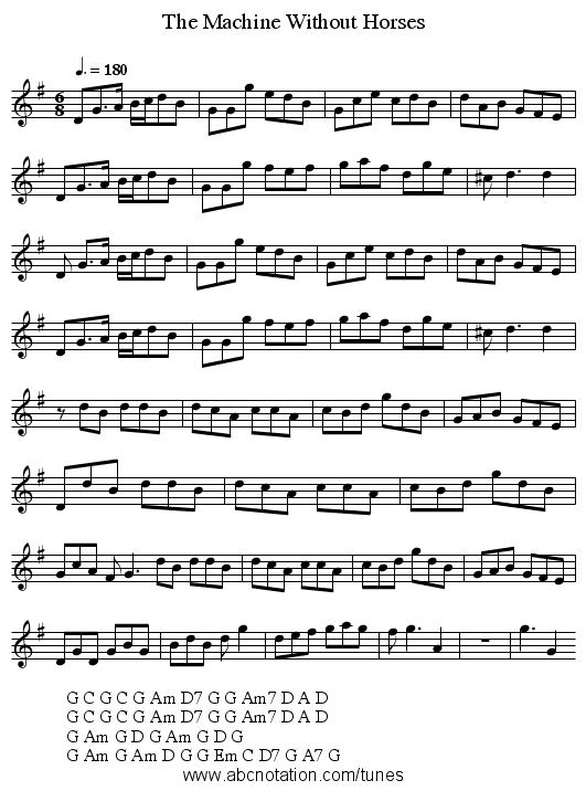The Machine Without Horses - staff notation