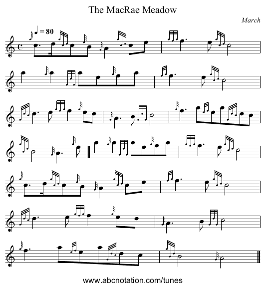 The MacRae Meadow - staff notation