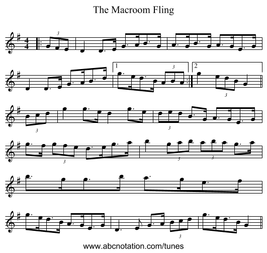 The Macroom Fling - staff notation