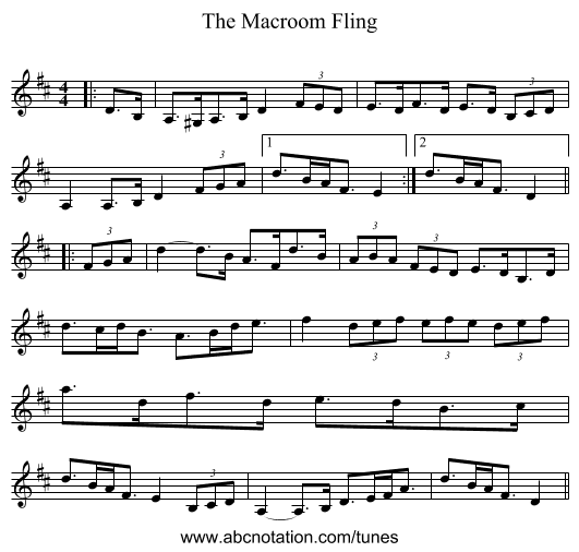 The Macroom Fling - staff notation