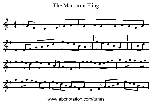 The Macroom Fling - staff notation