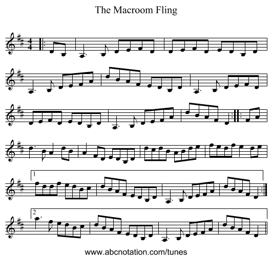 The Macroom Fling - staff notation