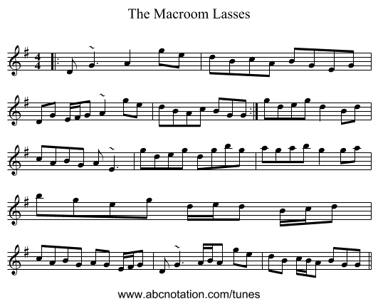 The Macroom Lasses - staff notation
