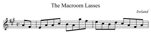 The Macroom Lasses - staff notation