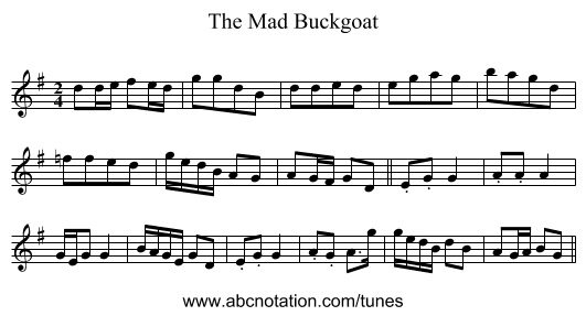 The Mad Buckgoat - staff notation