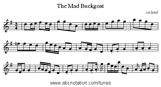 The Mad Buckgoat - staff notation