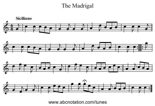 The Madrigal - staff notation