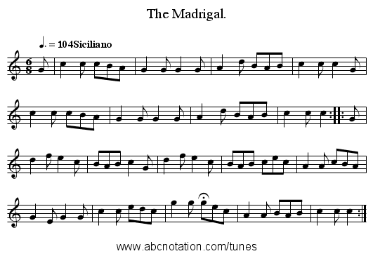 The Madrigal. - staff notation