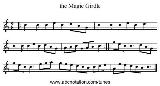 the Magic Girdle - staff notation