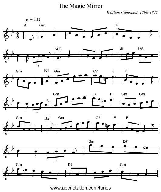 The Magic Mirror - staff notation