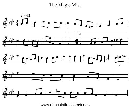 The Magic Mist - staff notation