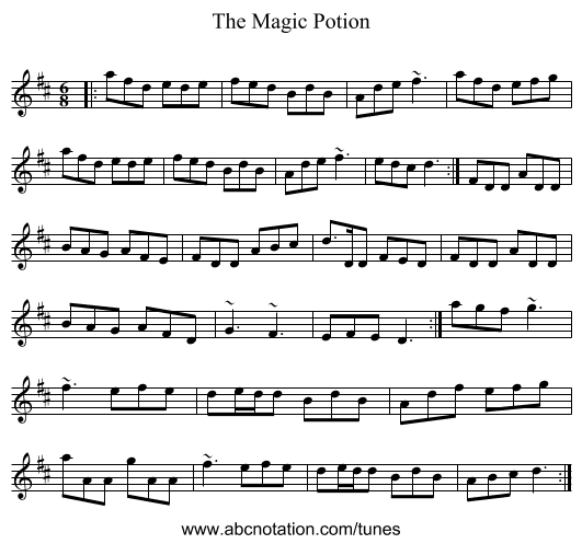 The Magic Potion - staff notation