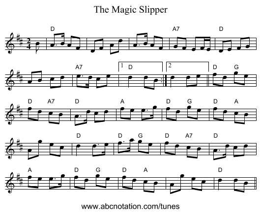 The Magic Slipper - staff notation