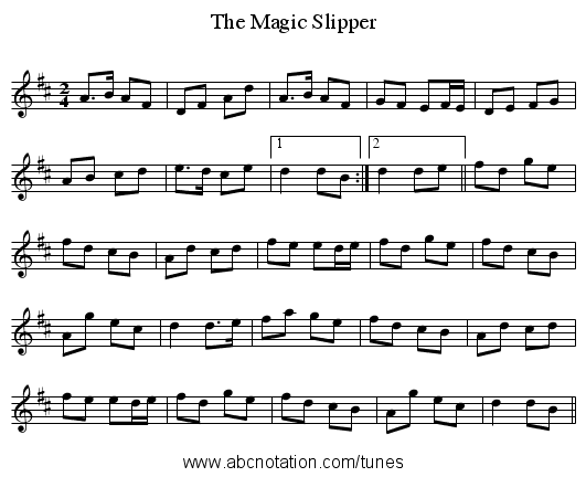 The Magic Slipper - staff notation