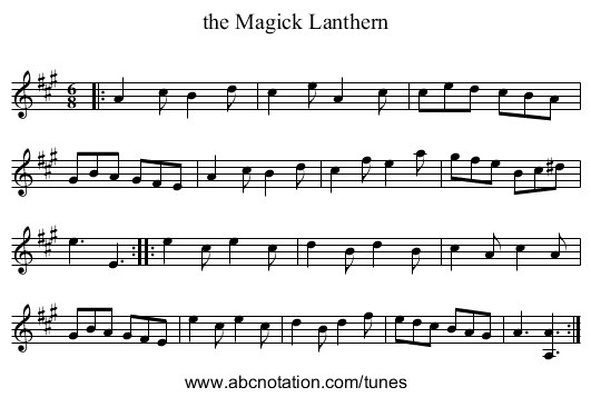 the Magick Lanthern - staff notation