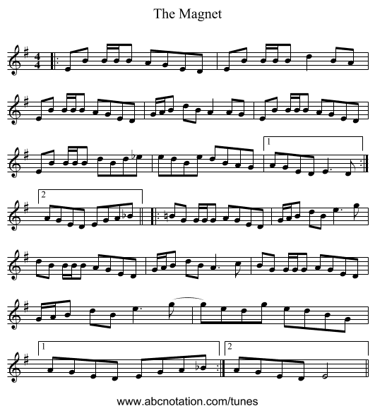 The Magnet - staff notation