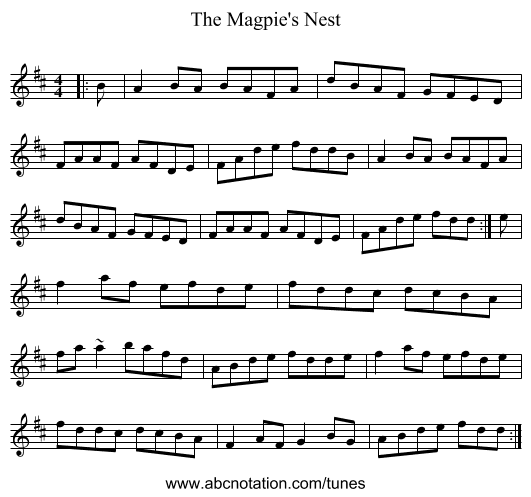 The Magpie's Nest - staff notation