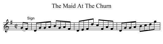 The Maid At The Churn - staff notation