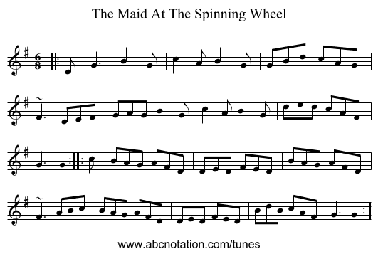 The Maid At The Spinning Wheel - staff notation
