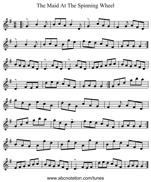 The Maid At The Spinning Wheel - staff notation