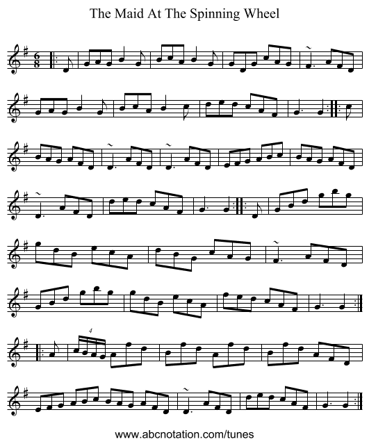 The Maid At The Spinning Wheel - staff notation