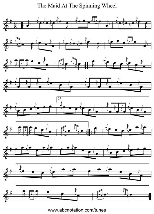 The Maid At The Spinning Wheel - staff notation