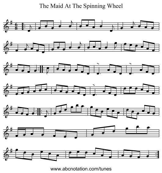 The Maid At The Spinning Wheel - staff notation