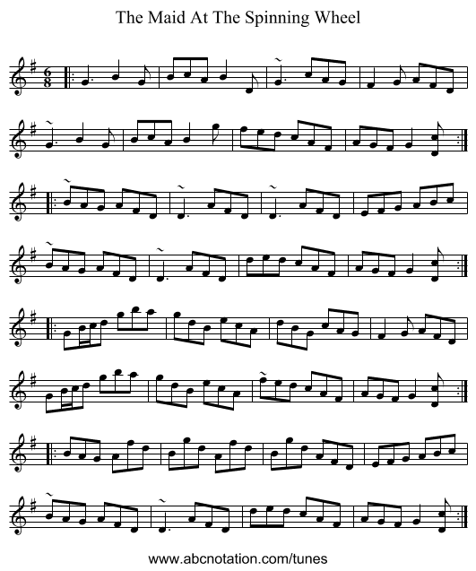 The Maid At The Spinning Wheel - staff notation