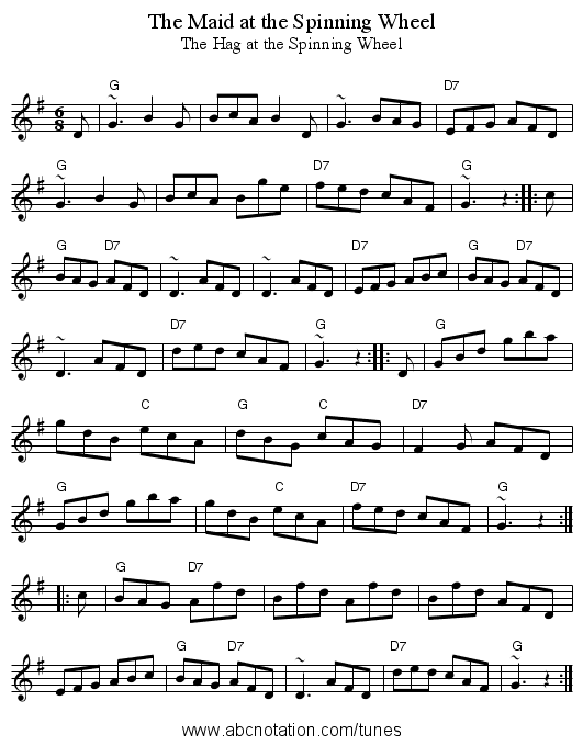 The Maid at the Spinning Wheel - staff notation