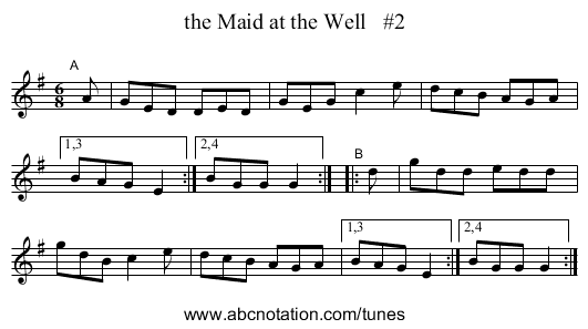 the Maid at the Well #2 - staff notation