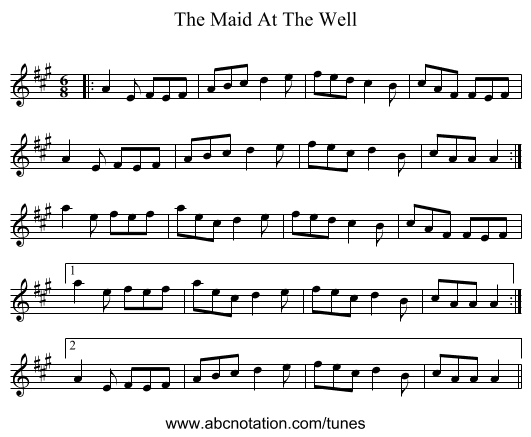 The Maid At The Well - staff notation