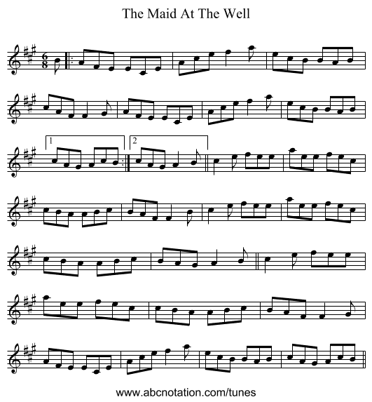 The Maid At The Well - staff notation