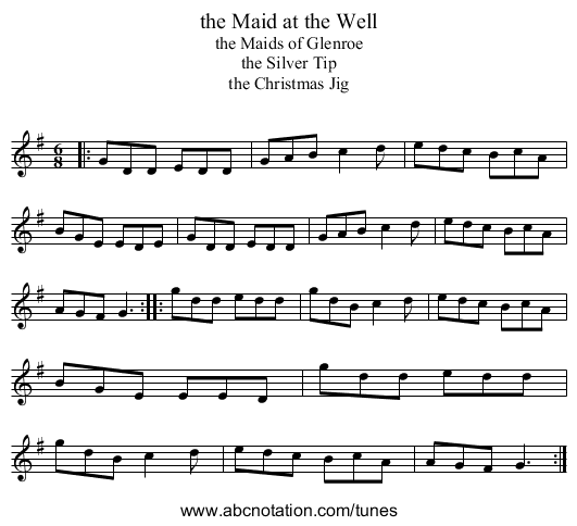 the Maid at the Well - staff notation