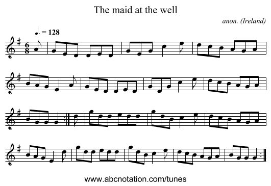 The maid at the well - staff notation