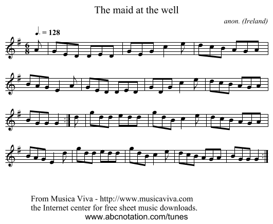 The maid at the well - staff notation