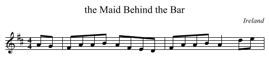 the Maid Behind the Bar - staff notation