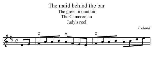 The maid behind the bar - staff notation