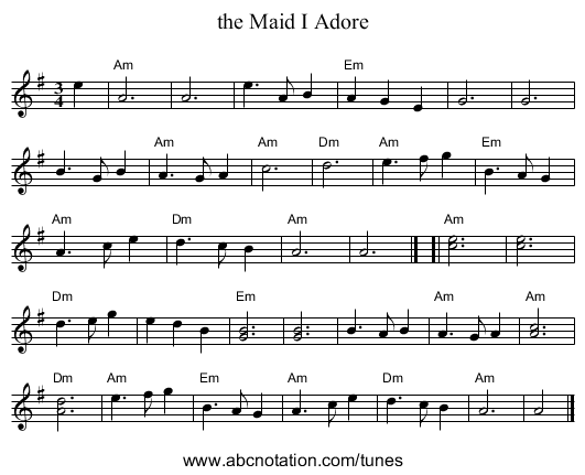the Maid I Adore - staff notation