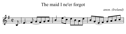 The maid I ne'er forgot - staff notation