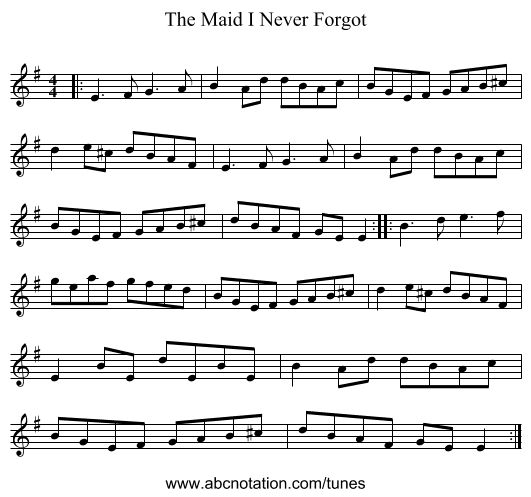 The Maid I Never Forgot - staff notation