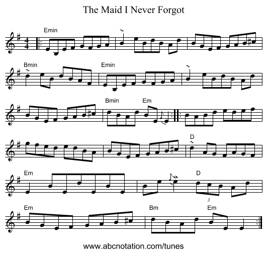 The Maid I Never Forgot - staff notation